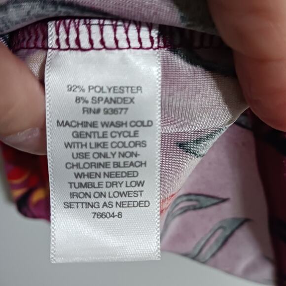 NEW purple velour mock neck with tropical flowers sz M - Picture 11 of 11